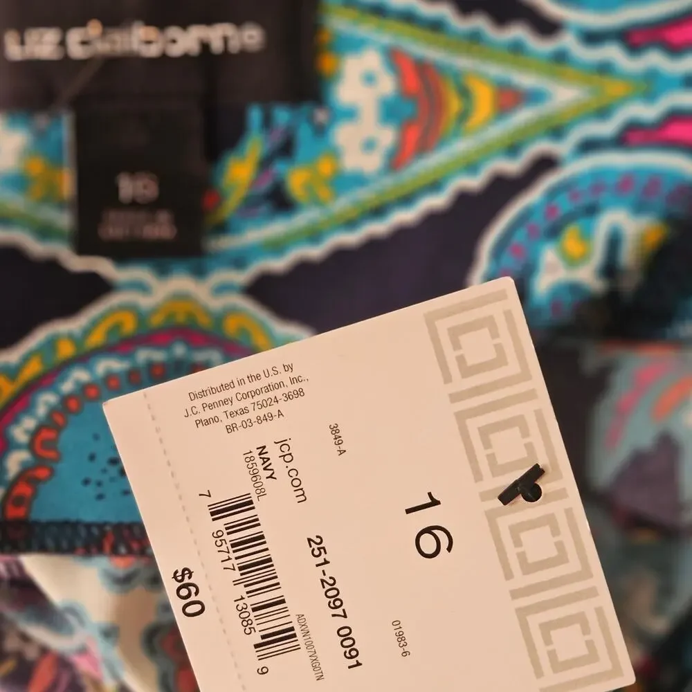 Liz Claborne Pull Over Cap Sleeve Dress Size 16 New with Tag